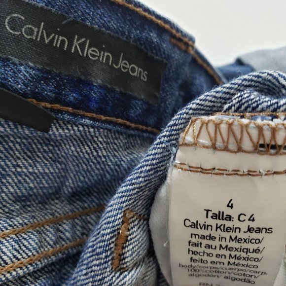 Calvin Klein Blue Jean Shorts With Rolled Hem - Picture 12 of 13